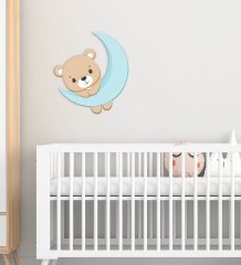 BK Gift Sevimli Ayıcık Tasarımlı Çocuk Odası Ahşap Duvar Süsü-3