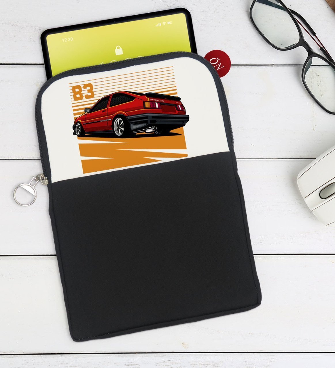 BK Gift Drift Car Tasarımlı Taşınabilir Koruyucu Tablet Kılıfı & Organizer Çanta - Siyah-1