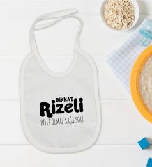BK Kids Dikkat Rizeli Tasarımlı Beyaz Bebek Mama Önlüğü-1