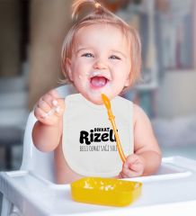 BK Kids Dikkat Rizeli Tasarımlı Beyaz Bebek Mama Önlüğü-1