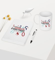 Kişiye Özel İlköğretim Matematik Öğretmeni Temalı Beyaz Defter Kalem Kupa Seti - 1