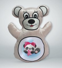 BK Gift Sevimli Panda Tasarımlı Krem Ayıcık Yastık-3