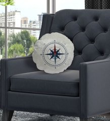 BK Gift Pusula Tasarımlı Yuvarlak Dekoratif Kırlent Yastık-1