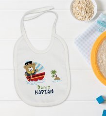 BK Kids Kişiye Özel Sevimli Kaptan Tasarımlı Bebek Mama Önlüğü - Model 2