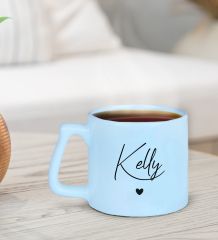 BK Gift Kişiye Özel İsimli Pastel Mavi Middle Kupa Bardak-1, Arkadaşa Hediye, Ev Hediyesi, Doğum Günü Hediyesi, Ofis Hediyesi