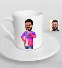 Kişiye Özel Erkek Animasyon Karikatürlü Türk Kahvesi Fincanı-36