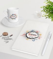 Kişiye Özel Sorumlu Müdür Beyaz Defter Kalem Türk Kahvesi Fincanı Seti