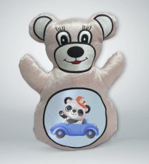 BK Gift Sevimli Panda Tasarımlı Krem Ayıcık Yastık-2