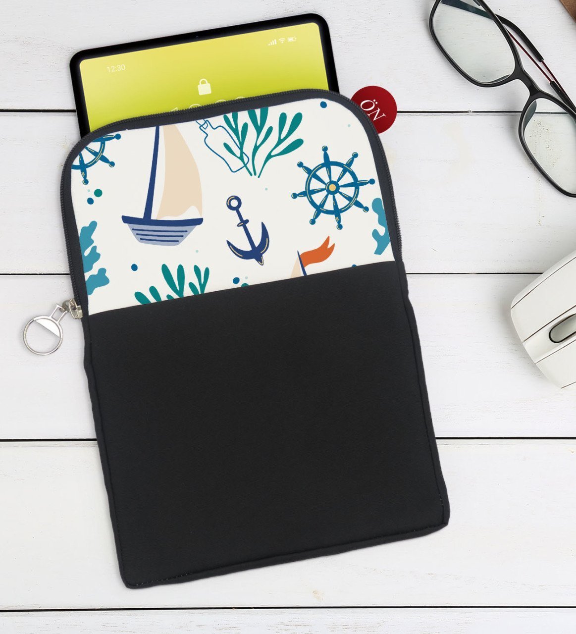 BK Gift Denizci Tasarımlı Taşınabilir Koruyucu Tablet Kılıfı & Organizer Çanta - Siyah-1