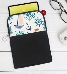 BK Gift Denizci Tasarımlı Taşınabilir Koruyucu Tablet Kılıfı & Organizer Çanta - Siyah-1