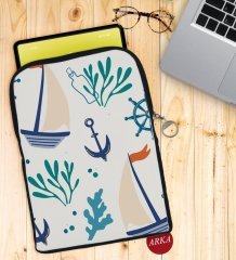 BK Gift Denizci Tasarımlı Taşınabilir Koruyucu Tablet Kılıfı & Organizer Çanta - Siyah-1