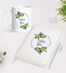 Kişiye Özel İsimli Beyaz Defter Kalem Kupa Seti-19