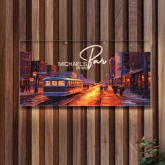 BK Gift Kişiye Özel Manzara Tasarımlı Akrilik Bar Tabelası(38x19cm)-25, Home Bar Tabela, Duvar Dekoru