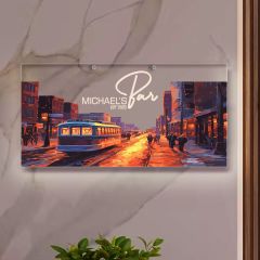 BK Gift Kişiye Özel Manzara Tasarımlı Akrilik Bar Tabelası(38x19cm)-25, Home Bar Tabela, Duvar Dekoru