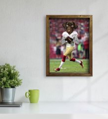Evcil Dostlara Özel Amerikan Futbol Oyuncusu Tasarımlı Portre Doğal Masif Ahşap Çerçeveli Tablo 30x40cm-1