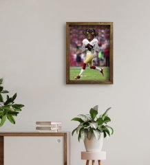 Evcil Dostlara Özel Amerikan Futbol Oyuncusu Tasarımlı Portre Doğal Masif Ahşap Çerçeveli Tablo 30x40cm-1