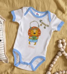 BK Kids Kişiye Özel İsimli Mavi Bebek Body Zıbın Erkek Bebek Künyesi ve İğnesi Hediye Seti-23