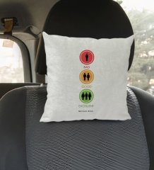 Kişiye Özel İsimli Bad Good Excellent Tasarımlı Kare Araç Koltuk Yastığı-1