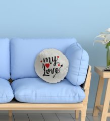 BK Gift My Love Tasarımlı Yuvarlak Dekoratif Kırlent Yastık-1