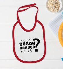 BK Kids Buban Nabüüü Tasarımlı Kırmızı Bebek Body Zıbın ve Mama Önlüğü Hediye Seti-1