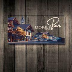 BK Gift Kişiye Özel Manzara Tasarımlı Akrilik Bar Tabelası(38x19cm)-24, Home Bar Tabela, Duvar Dekoru