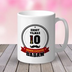 Kişiye Özel Benim Fanatik Babam Tasarımlı Beyaz Kupa Bardak (Sarı Kırmızı)