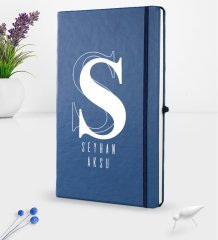 Kişiye Özel İsimli Lacivert Termo Deri Defter 16x24cm Model 34