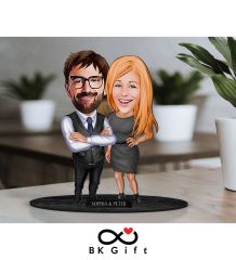 BK Gift Kişiye Özel Sevgililer Karikatürlü Ahşap Biblo, Sevgililer Günü Hediyesi, Doğum Günü Hediyesi, Yıl Dönümü Hediyesi-100