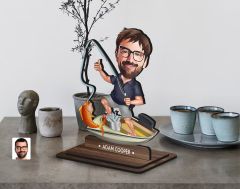 BK Gift Kişiye Özel Balıkçı Karikatürlü Ahşap Biblo-4 , Arkadaşa Hediye , Sevgiliye Hediye, Kişiye Özel Biblolar