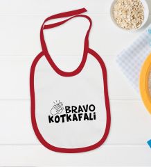 BK Kids Bravo Kotkafali Tasarımlı Kırmızı Bebek Body Zıbın ve Mama Önlüğü Hediye Seti-1