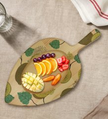 BK Gift Kivi Tasarımlı Yaprak Şeklinde Doğal Ahşap Servis ve Sunum Tabağı Model 1