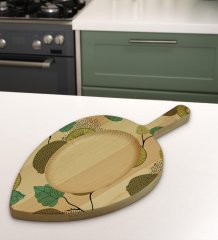 BK Gift Kivi Tasarımlı Yaprak Şeklinde Doğal Ahşap Servis ve Sunum Tabağı Model 1