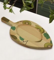 BK Gift Kivi Tasarımlı Yaprak Şeklinde Doğal Ahşap Servis ve Sunum Tabağı Model 1