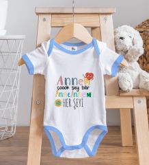 BK Kids Annem Çok Şey Bilir Tasarımlı Mavi Bebek Body Zıbın-1