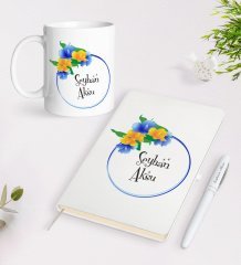Kişiye Özel İsimli Beyaz Defter Kalem Kupa Seti-17