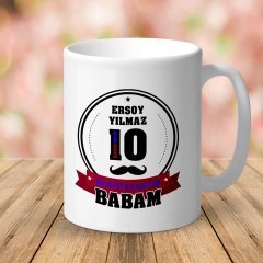 Kişiye Özel Benim Fanatik Babam Tasarımlı Beyaz Kupa Bardak (Bordo Mavi)