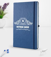 Kişiye Özel İsimli Lacivert Termo Deri Defter 16x24cm Model 33