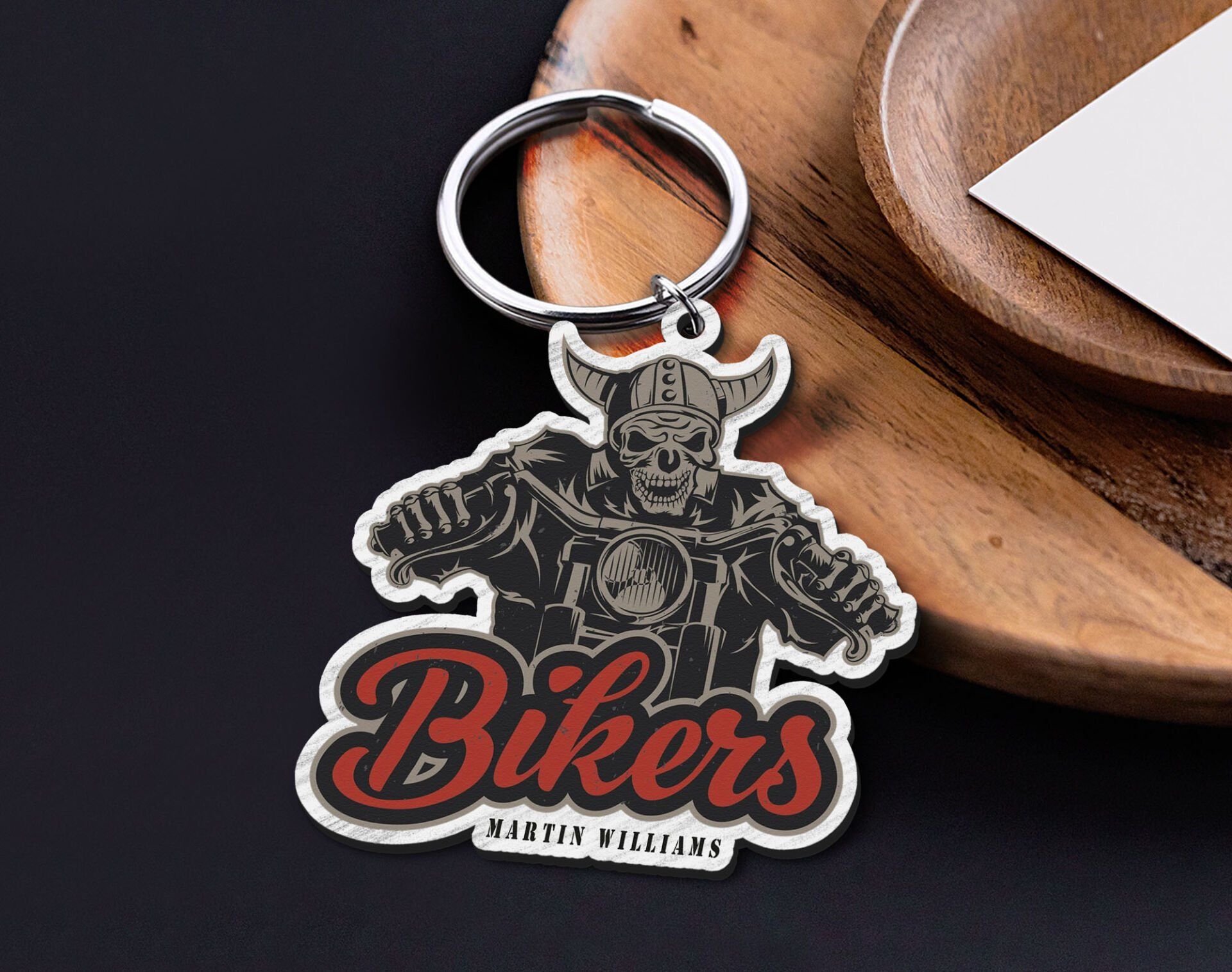 BK Gift Kişiye Özel Motorcu Temalı Ahşap Anahtarlık-8, Arkadaşa Hediye, Sevgiliye Hediye, Motorcuya Hediyeler