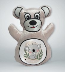 BK Gift Sevimli Koala Tasarımlı Krem Ayıcık Yastık-1