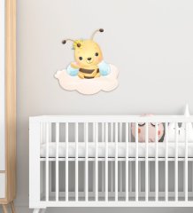 BK Gift Sevimli Arı Tasarımlı Çocuk Odası Ahşap Duvar Süsü-2