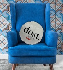 Kişiye Özel İsimli Dost Anlamlı Yuvarlak Dekoratif Kırlent Yastık-1