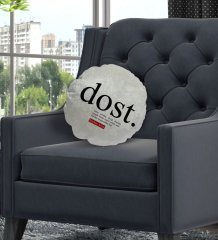 Kişiye Özel İsimli Dost Anlamlı Yuvarlak Dekoratif Kırlent Yastık-1