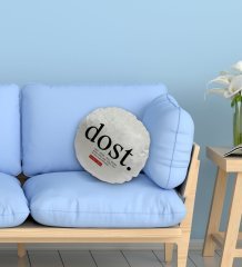Kişiye Özel İsimli Dost Anlamlı Yuvarlak Dekoratif Kırlent Yastık-1