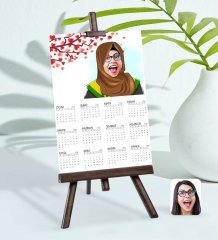 BK Gift Kişiye Özel 15x21 cm Fotoğraf Kartlı Kadın Arapça Öğretmeni Karikatürlü Şövaleli 2023 Takvim-3