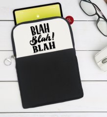 BK Gift Blah Blah Blah Tasarımlı Taşınabilir Koruyucu Tablet Kılıfı & Organizer Çanta - Siyah-1