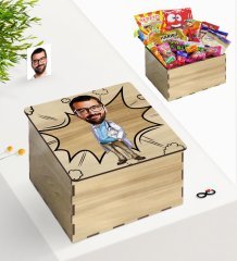 Kişiye Özel Ahşap Kutuda Bay Doktor Karikatürlü Nostaljik Lezzetler Hediye Seti-8