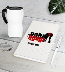 Kişiye Özel Baba Adayı Beyaz Defter Kalem Termos Mug Seti-2
