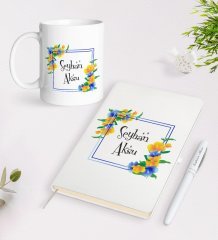 Kişiye Özel İsimli Beyaz Defter Kalem Kupa Seti-16