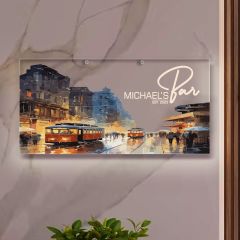BK Gift Kişiye Özel Manzara Tasarımlı Akrilik Bar Tabelası(38x19cm)-22, Home Bar Tabela, Duvar Dekoru