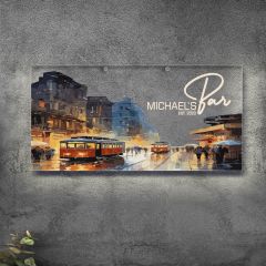 BK Gift Kişiye Özel Manzara Tasarımlı Akrilik Bar Tabelası(38x19cm)-22, Home Bar Tabela, Duvar Dekoru